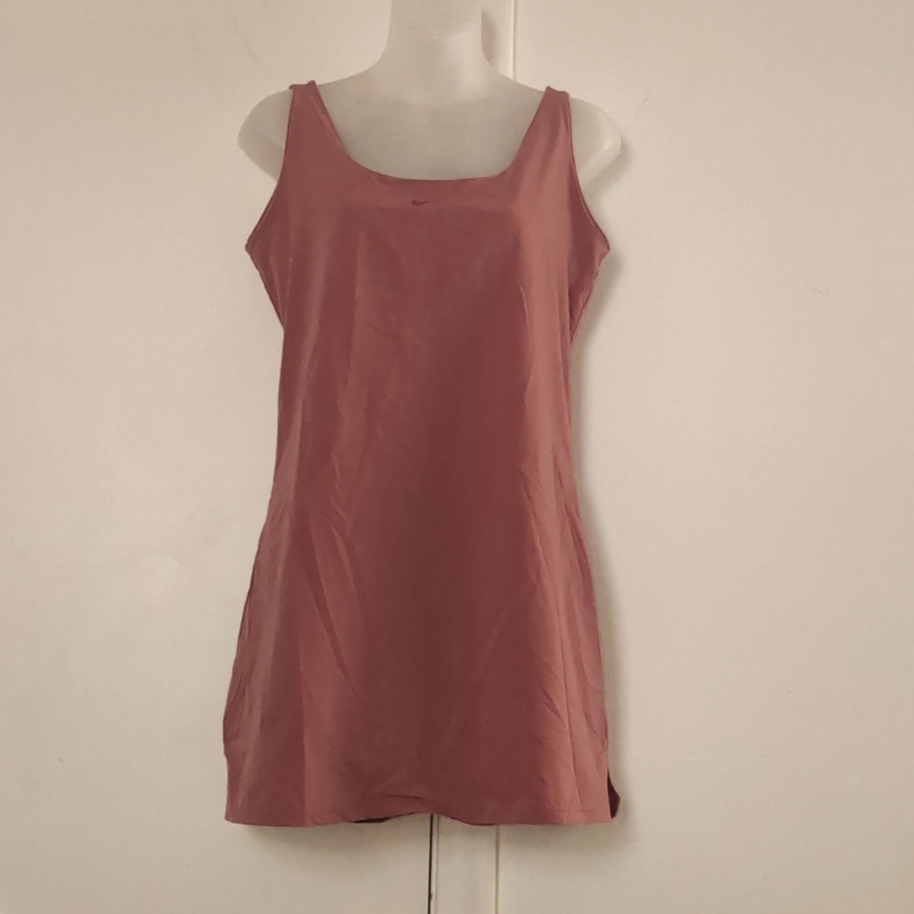 NIKE Bliss Luxe Training Dress Sz M Rust Canyon athletic Shorts Tennis
